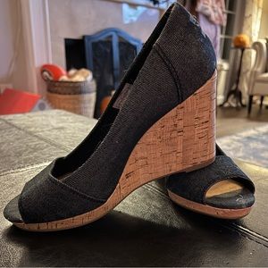Tom’s denim cork wedges
